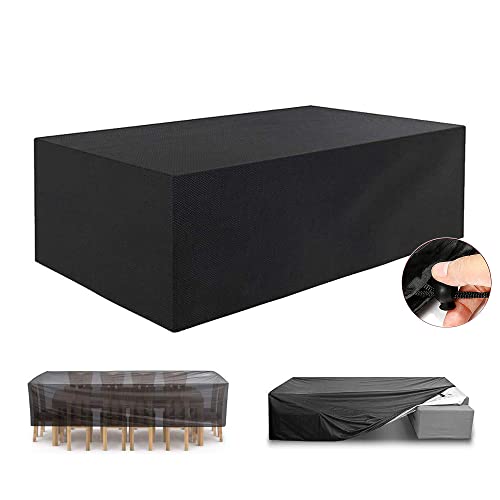 Abdeckung für Gartenmöbel, Wasserdicht Abdeckplane für Gartenmöbel, Wasserdicht Witterungsbeständig Winterfest, 600D Polyester Oxford für rechteckigen Gartentisch - 250x250x90cm(LxWxH) von Amcerd