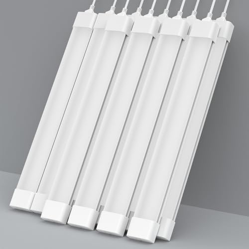 Amdelne 10 x Feuchtraumleuchte LED 60cm, 18W 2000LM LED Neonröhre, Kalteweiß 6000K Feuchtraumlampe, IP65 Wasserfest Wannenleuchte, Werkstattlampe, Kellerleuchte, Deckenleuchte für Büros Lager Garage von Amdelne