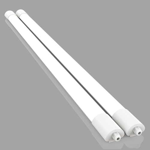 Amdelne 2pcs Led Feuchtraumleuchte 120CM, 36W 3600lumen Kaltlweiß 4000k, Led Werkstatt Deckenleuchte IP65 Wasserfest Feuchtraumlampe, Weiß Als Wohnzimmerlampe, Kellerlampe, Garagenlampe BüRo von Amdelne