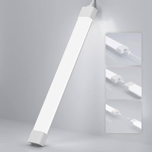 Amdelne Feuchtraumleuchte LED 120cm, 36W 4000LM LED Neonröhre, Kalteweiß 6000K Feuchtraumlampe, IP65 Wasserfest Wannenleuchte, Werkstattlampe, Kellerleuchte, Deckenleuchte für Büros Lager Garage von Amdelne