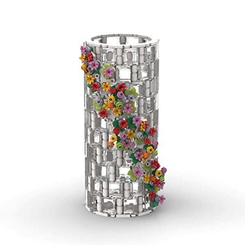 Amecon Transparent Vase Baustein Set, 473 Stück Klemmbausteine Blumen Künstlichen Pflanzen Vase Botanical Collection Home Deko für Erwachsene von Amecon