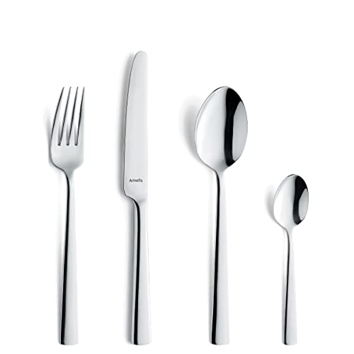 Amefa MODERNO Besteck Set 4 Personen | 16-teilig | Edelstahl 18/10 poliert & rostfrei | spülmaschinenfest | zeitloses Besteckset mit Besteckkasten | 4x Messer, Gabeln, Löffel, Kaffeelöffel von Amefa