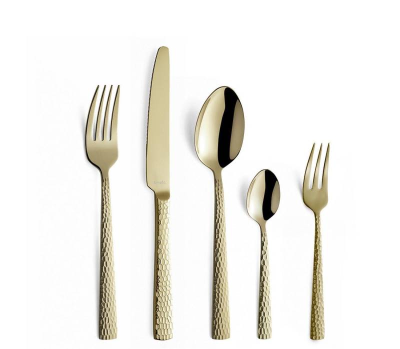 Amefa Besteck-Set FELICITY (30-tlg), Edelstahl 18/0, PVD champagner, gehämmert von Amefa