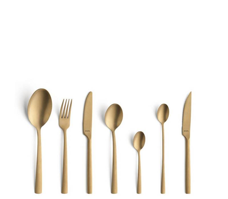 Amefa Besteck-Set MANILLE (42-tlg), Edelstahl 18/0, Edelstahl 18/0, mattiert, mit PVD Veredelung in der Farbe Gold von Amefa