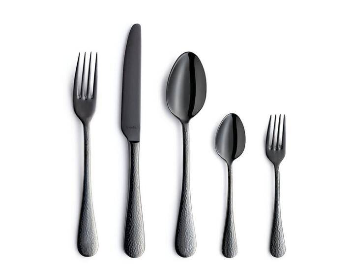 Amefa Besteck-Set SIERRA (30-tlg), Edelstahl 18/10, PVD schwarz, gehämmert, schwarz von Amefa