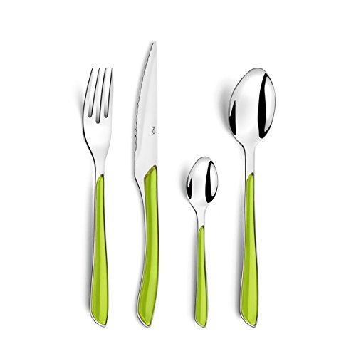 Amefa ECLAT Besteck Set | Anisgrün | Essbesteck 16-teilig | für 4 Personen | Edelstahl rostfrei | hochwertige Kunststoff-Griffschalen | spülmaschinenfest | Besteck Set 4 Personen | Campingbesteck von Amefa