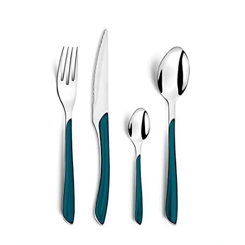Amefa - Eclat 24-teiliges Besteckset für 6 Personen – 2214GFPA10C40 Entenblau von Amefa