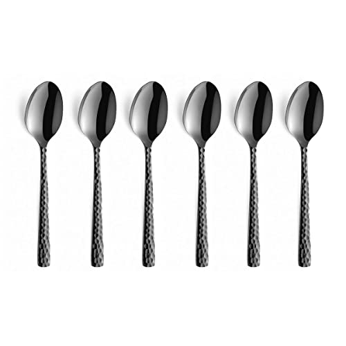 Amefa Felicity Mocca-/Espressolöffel Set 6-teilig | PVD Kaffeelöffel für 6 Personen | Schwarz | Teelöffel Stück | Gehämmerter Griff, 3319ZTTR06AK6 von Amefa