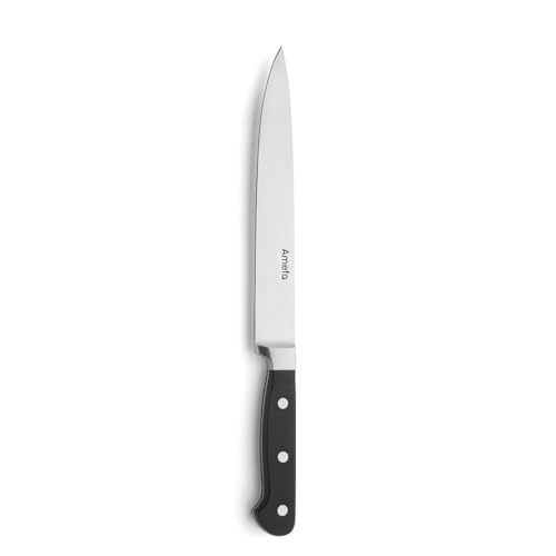 Amefa PREMIUM Fleischmesser | 33,8 cm | 3Cr14 Klingenstahl | rostfrei und extra scharf | Küchenmesser mit klassischem Nietengriff in schwarz | reinigungsleichter Kunststoffgriff | Kochmesser Fleisch von Amefa