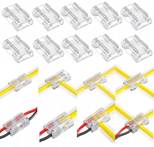 Amefil 10 mm 2-poliger Streifenlichtverbinder mit 20 Paketen COB LED Band-Lichtstreifen für Drahtstreifen Lötverbinder von Amefil