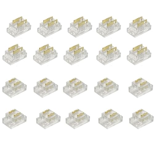 Amefil 2-poliger 5mm COB-LED-Streifen-Verbindungssatz für Streifen-zu-Draht- und Streifen-zu-Streifen-Verbindungen an monochromen 5V 12V 24V DC LED-Streifen (Packung mit 20 Stück) von Amefil