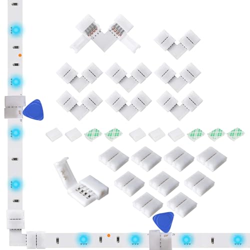 Amefil 8 mm LED-Anschlüsse, 4-polig, RGB, 8 x L-förmiger Eckverbinder, 10 x lückenlose Adapterklemme für 3528 2835 12 V 24 V mehrfarbige LED-Lichtstreifen Amefil 8 mm LED-Anschlüsse, 4-polig, RGB, 8 x L-förmiger Eckverbinder, 10 x lückenlose Adapterklemme für 3528 2835 12 V 24 V mehrfarbige LED-Lichtstreifen von Amefil