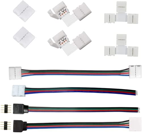 Amefil LED-Streifen-Verbinder für 4-polige 10 mm L/T Eckverbinder, Band zu Leistungsadapter, Jumper zu Controller für 5050 (4-polig) LED-Anschlüsse von Amefil