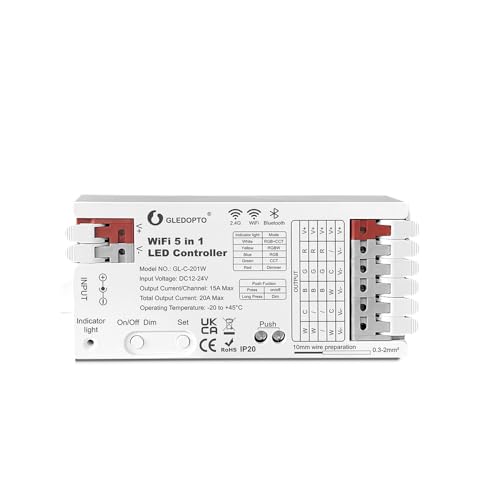 GL-C-201W 12-24V WiFi+Bluetooth+2.4G 5-in-1-Lichtstreifen-Controller, einfach zu verkabeln, maximaler Strom 20 A GL-C-201W 12-24V WiFi+Bluetooth+2.4G 5-in-1-Lichtstreifen-Controller, einfach zu verkabeln, maximaler Strom 20 A von Amefil
