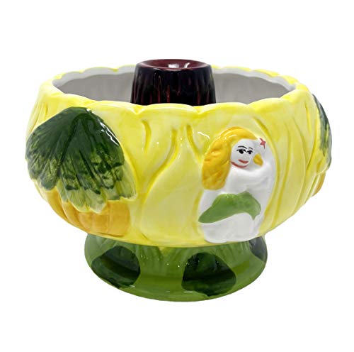 Amehla Skorpion Bowl, 900 ml Fischglas-Tiki-Tasse, handbemalte Keramikinsel-Thema, Cocktail-Glas mit flammendem Vulkan, Lava-Mittelstück von Amehla