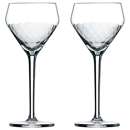 Amehla x The Educated Barfly Collection Coupé-Glas, mundgeblasenes Nick und Nora-Cocktailglas, 170 ml, Set mit 2 Martini-Gläsern für Cocktails (handgeätzte Waben) von Amehla