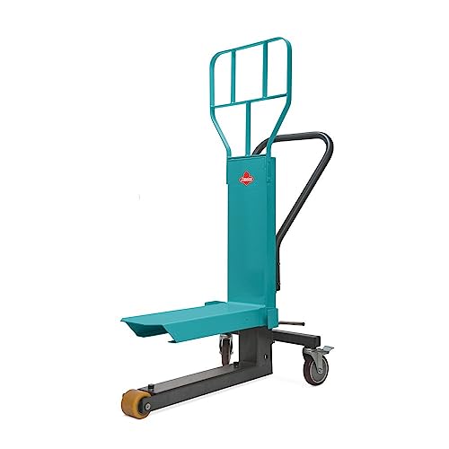 Ameise Display-Palettenheber PTM | 250 kg Tragkraft | 90-390 mm Hubbereich | 580 mm Gabellänge | hydraulisch | robuste Polyurethan-Gabelrollen | Bockrolle | 2 Lenkrollen mit Feststellern von Ameise