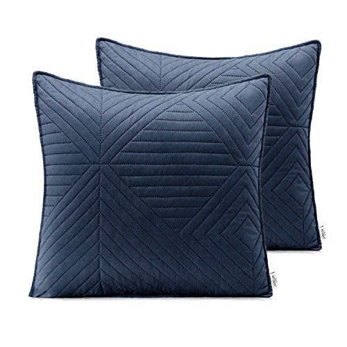 AmeliaHome 2 Kissenbezüge 45X45 cm anthrazit Flieder Kissenhüllen Set Ultrasonic Steppung Polyester Softa von AmeliaHome