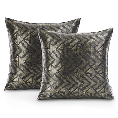 AmeliaHome 2 Kissenbezüge 45x45 cm Zierkissenhüllen Reißverschluss geometrisch Glamour Velvet Navia Anthrazit Gold von AmeliaHome