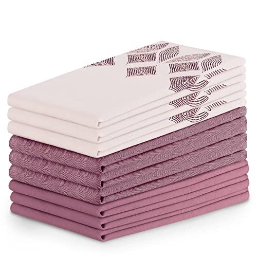 AmeliaHome 9er Set Geschirrtücher Baumwolle Küchentücher 50x70 cm Geometrisches Muster Letty Puderrosa Rosa von AmeliaHome