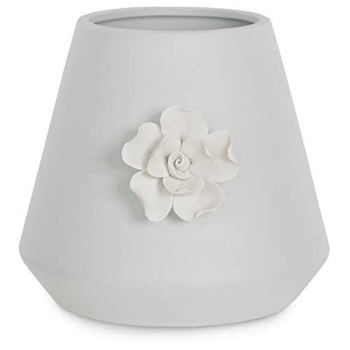 AmeliaHome Blumentopf aus Keramik Pflanzentopf Blumenmuster Deko Lusitano Grau von AmeliaHome