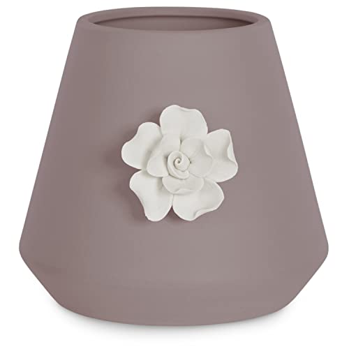 AmeliaHome Blumentopf aus Keramik Pflanzentopf Blumenmuster Deko Lusitano Kakao von AmeliaHome