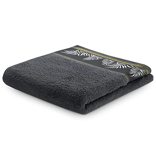 AmeliaHome Duschtuch 100% Baumwolle 70x140 cm Bordüre Badetuch Farne Grau Anthrazit Pavos AmeliaHome Duschtuch 100% Baumwolle 70x140 cm Bordüre Badetuch Farne Grau Anthrazit Pavos von AmeliaHome