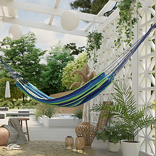 AmeliaHome Hängematte 240x80 cm Hammock Belastbarkeit bis 150 kg Colada Mehrfarbig Blau von AmeliaHome