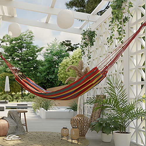 AmeliaHome Hängematte 240x80 cm Hammock Belastbarkeit bis 150 kg Colada Mehrfarbig Rot von AmeliaHome