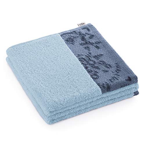 AmeliaHome Handtuch 100% Baumwolle 50x90 cm Bordüre blau 500 g/m² Crea von AmeliaHome