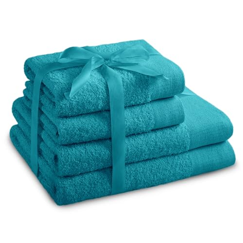 AmeliaHome Handtuch Set Türkis 2 Handtücher 50x100 cm und 2 Duschtücher 70x140 cm 100% Baumwolle Qualität Saugfähig Amari AmeliaHome Handtuch Set Türkis 2 Handtücher 50x100 cm und 2 Duschtücher 70x140 cm 100% Baumwolle Qualität Saugfähig Amari von AmeliaHome