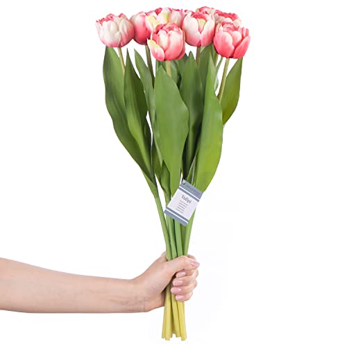 AmeliaHome Kunstblumen künstliche Pflanzen Dekoration 10 Stücke Tulipi Rosa von AmeliaHome