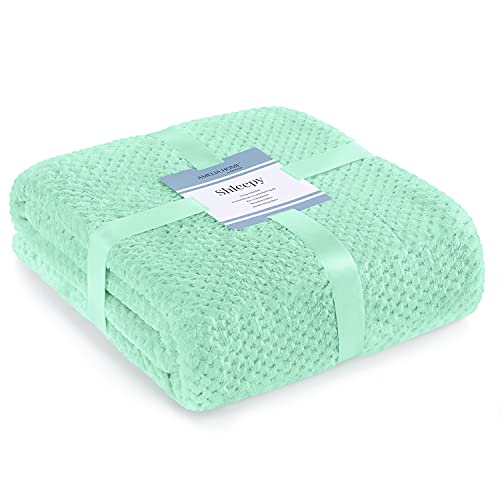 AmeliaHome Kuscheldecke 220x240 cm zarte Steppung Sherpa Lammfelloptik Wohndecke Shleepy Pfefferminze von AmeliaHome