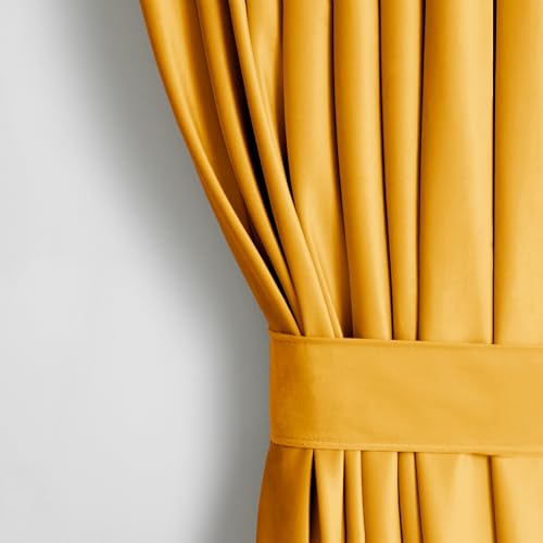 AmeliaHome Set Vorhang H 245 x B 140 cm mit Raffhalter 54 x 10 cm Velvet Optik Senfgelb 1 St. Ösenschal Samt Halbverdunkelungsvorhang Fensterdekoration Dekoschal Dekorvorhang AmeliaHome Set Vorhang H 245 x B 140 cm mit Raffhalter 54 x 10 cm Velvet Optik Senfgelb 1 St. Ösenschal Samt Halbverdunkelungsvorhang Fensterdekoration Dekoschal Dekorvorhang von AmeliaHome