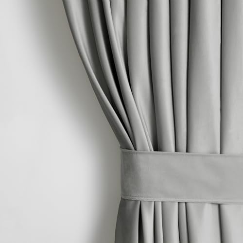 AmeliaHome Set Vorhang H 245 x B 140 cm mit Raffhalter 54 x 10 cm Velvet Optik Stahl 1 St. Ösenschal Samt Halbverdunkelungsvorhang Fensterdekoration Dekoschal Dekorvorhang von AmeliaHome