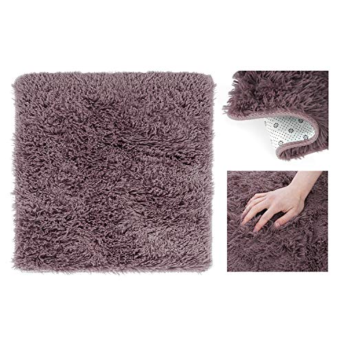 AmeliaHome Shaggy Teppich Hochflor 100x100 cm Kuschelteppich rutschfest quadratisch Karvag Traube von AmeliaHome