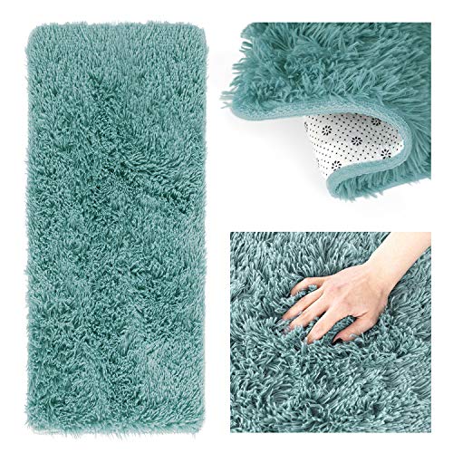 AmeliaHome Shaggy Teppich Hochflor 50x160 cm Kuschelteppich rutschfest rechteckig Karvag Blau von AmeliaHome