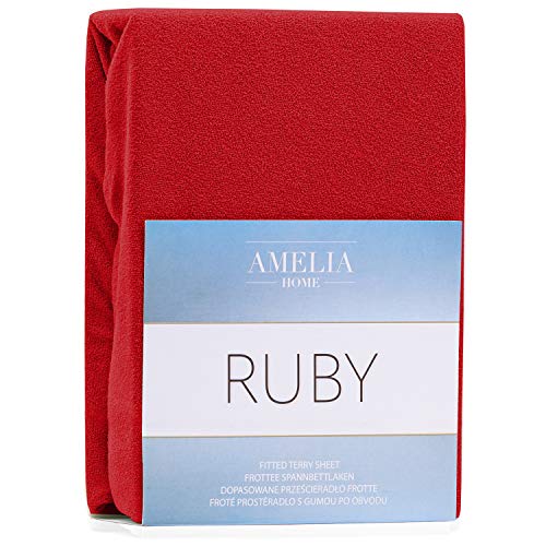 AmeliaHome Spannbettlaken 180x200-200x200 cm Frottee Baumwolle Spannbetttuch, rot AmeliaHome Spannbettlaken 180x200-200x200 cm Frottee Baumwolle Spannbetttuch, rot von AmeliaHome