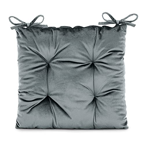 AmeliaHome Stuhlkissen mit Bändern 40x40 cm Sitzkissen Samt Velvet Optik Aleksa Anthrazit AmeliaHome Stuhlkissen mit Bändern 40x40 cm Sitzkissen Samt Velvet Optik Aleksa Anthrazit von AmeliaHome
