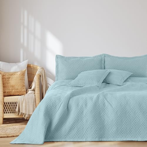 AmeliaHome Tagesdecke 200x220 cm Bettüberwürf zweiseitig Ultrasonic Steppung Polyester Ophelia Hellblau von AmeliaHome