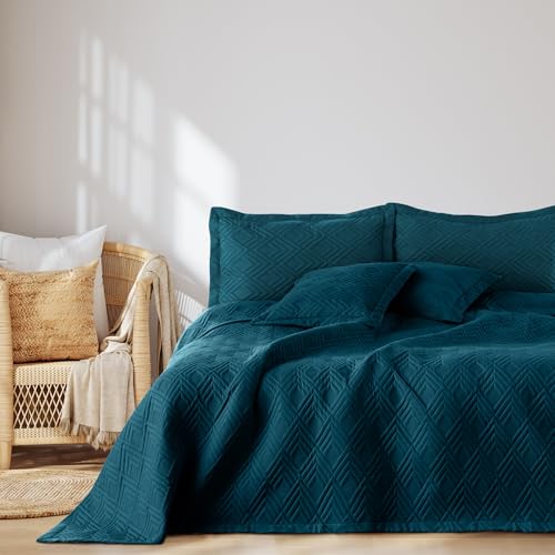 AmeliaHome Tagesdecke 220x240 cm Bettüberwürf zweiseitig Ultrasonic Steppung Polyester Ophelia Indigo von AmeliaHome