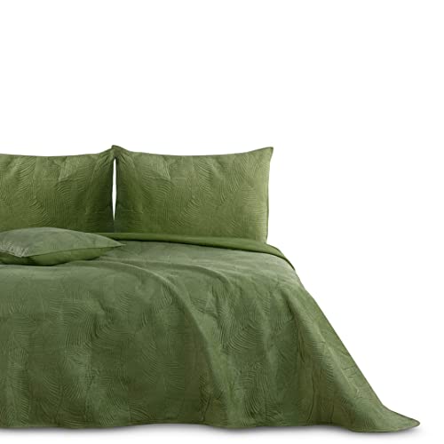 AmeliaHome Tagesdecke 220x240 cm gestrickt Velvet Samt Palsha Olive von AmeliaHome