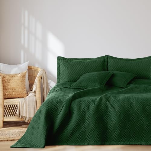 AmeliaHome Tagesdecke 240x260 cm Bettüberwürf zweiseitig Ultrasonic Steppung Polyester Ophelia Dunkelgrün von AmeliaHome