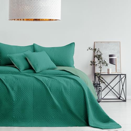 AmeliaHome Tagesdecke hellgrün dunkelgrün 170x210 Bettüberwürf zweiseitig Ultrasonic Steppung Polyester Softa von AmeliaHome