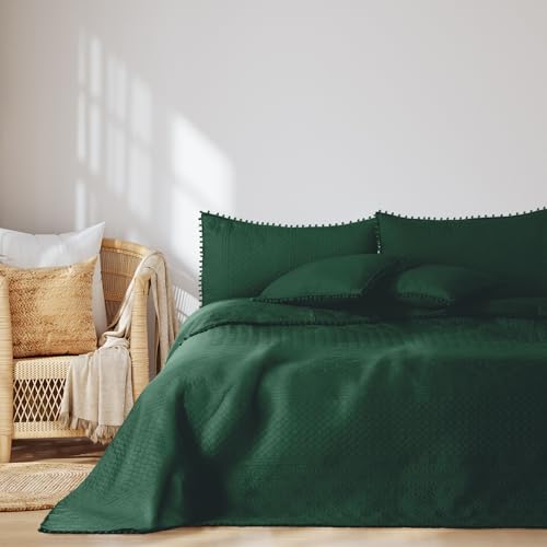 AmeliaHome Tagesdecke mit Pompons 170x210 cm Bettüberwürf zweiseitig Ultrasonic Steppung Polyester Meadore Dunkelgrün AmeliaHome Tagesdecke mit Pompons 170x210 cm Bettüberwürf zweiseitig Ultrasonic Steppung Polyester Meadore Dunkelgrün von AmeliaHome