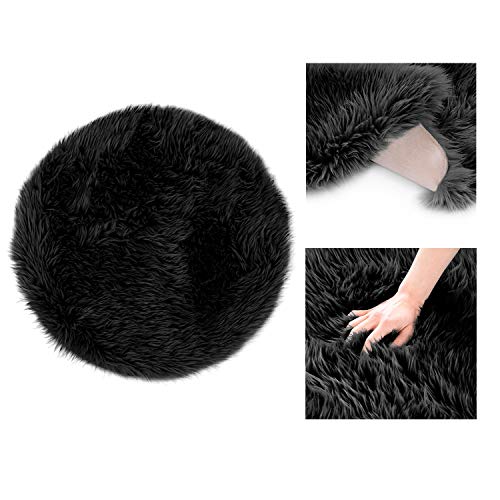AmeliaHome Teppich Lammfell Kunstfell Hochflor Bettvorleger Dokka Schwarz ⌀60 cm AmeliaHome Teppich Lammfell Kunstfell Hochflor Bettvorleger Dokka Schwarz ⌀60 cm von AmeliaHome
