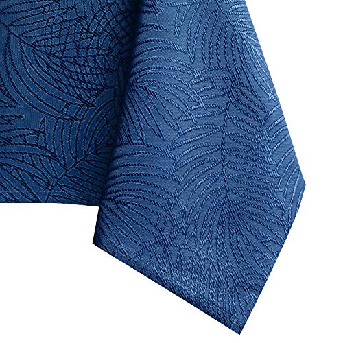AmeliaHome Tischdecke oval 140x180 cm Tischtuch Tafeldecke Fleckschutz Lotuseffekt Abwaschbar Wasserabweisend Ornament Gaia dunkelblau von AmeliaHome