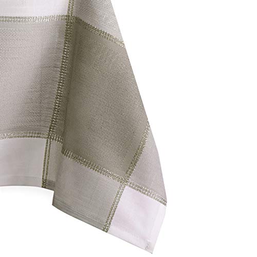 AmeliaHome Tischläufer 30 x 120 cm Leinenoptik zarte Musterung goldene Fäden beige weiß Sevran von AmeliaHome