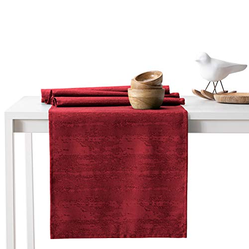 AmeliaHome Tischläufer 30x100 cm Lotuseffekt Wasserabweisend Schlangenhautmuster Bordeaux Vesta von AmeliaHome