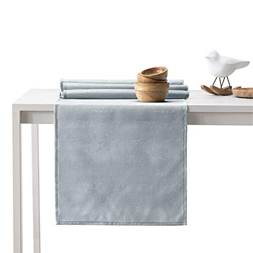 AmeliaHome Tischläufer 30x100 cm Lotuseffekt Wasserabweisend Schlangenhautmuster Silber Vesta von AmeliaHome